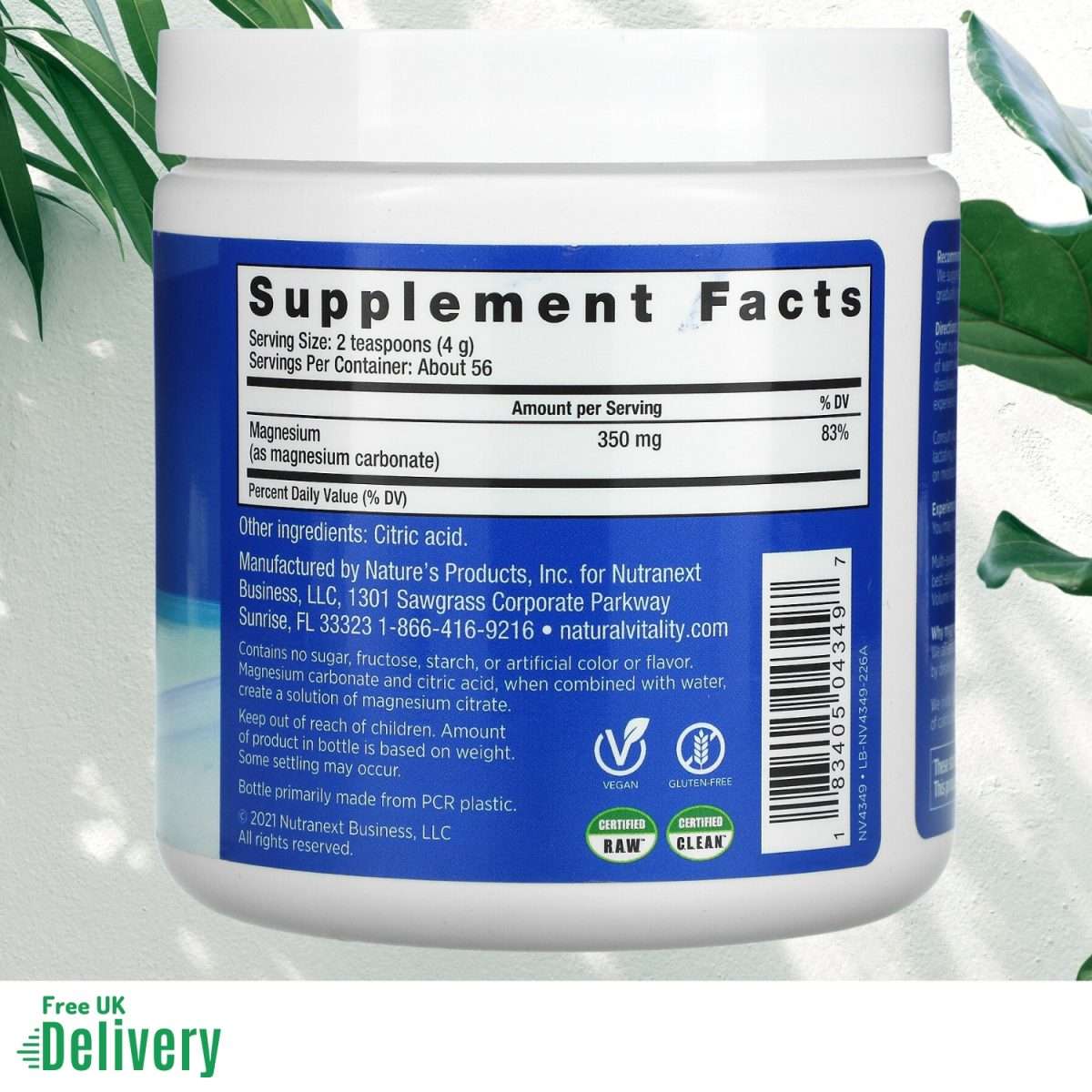 Natural Vitality Calm Powder Unflavoured 226g 2 Natural Vitality Calm Powder Unflavoured 226g - Image 2