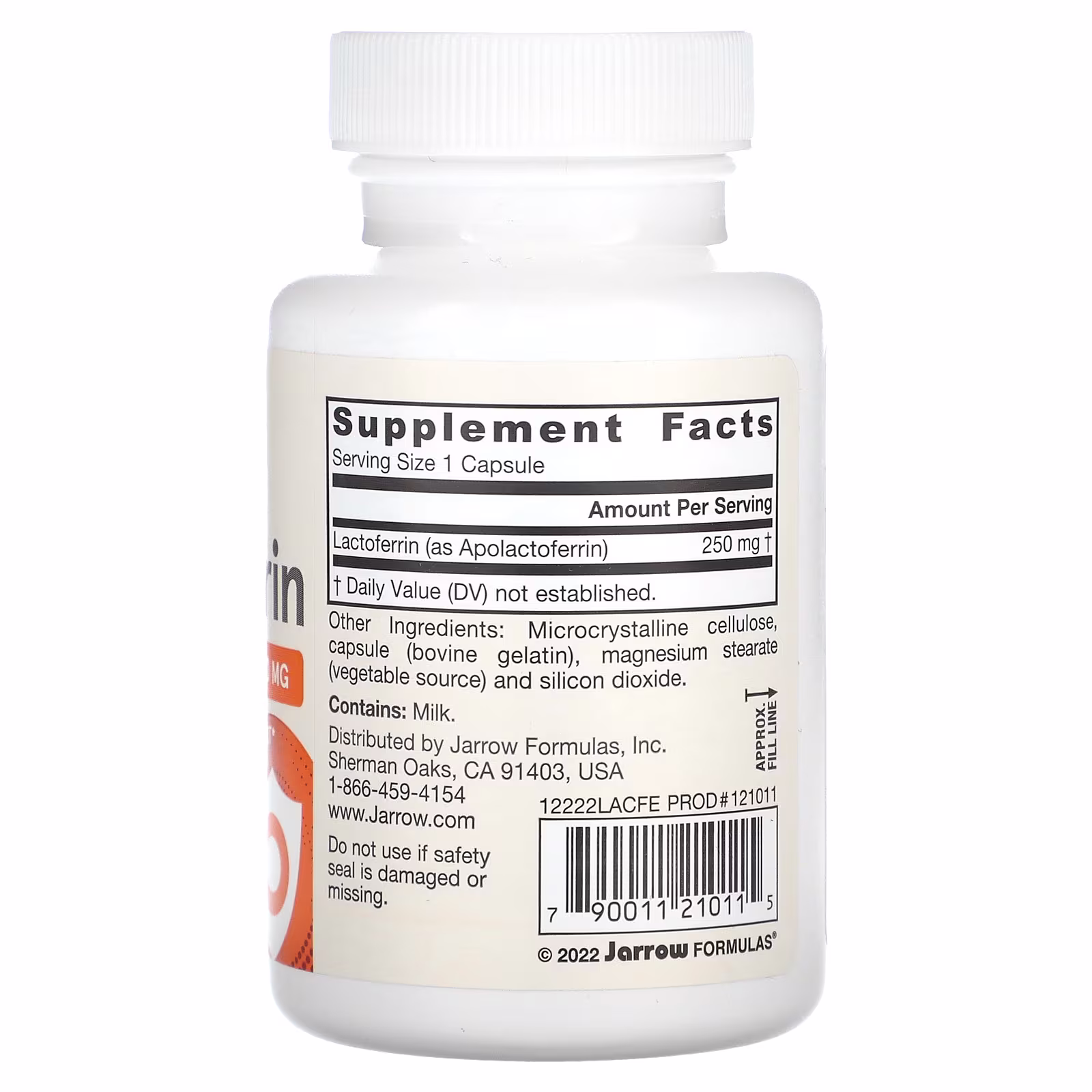 Jarrow Formulas Lactoferrin- 250mg - 60 caps 2 jarrow lactoferrin label