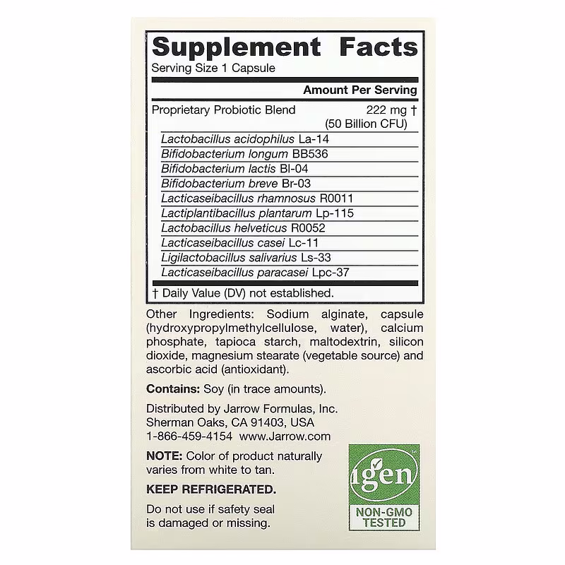 Jarrow Formulas Jarro-Dophilus Ultra Gut Rescue- 50 Billion CFU - 60 vcaps 2 jarrow dophilus ingredients