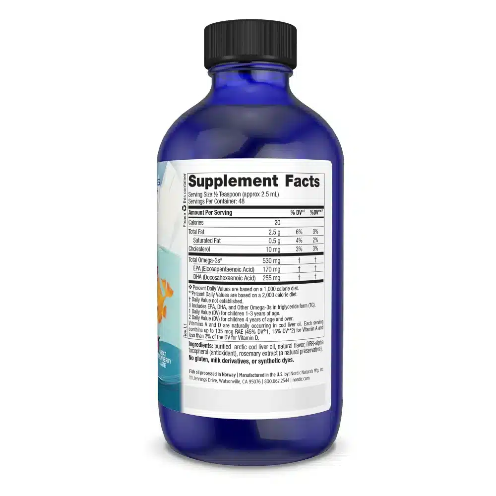 Nordic Naturals Children's DHA- 530mg Omega-3 Strawberry - 119 ml. 2 Nordic Naturals-Child DHA_Ingredients