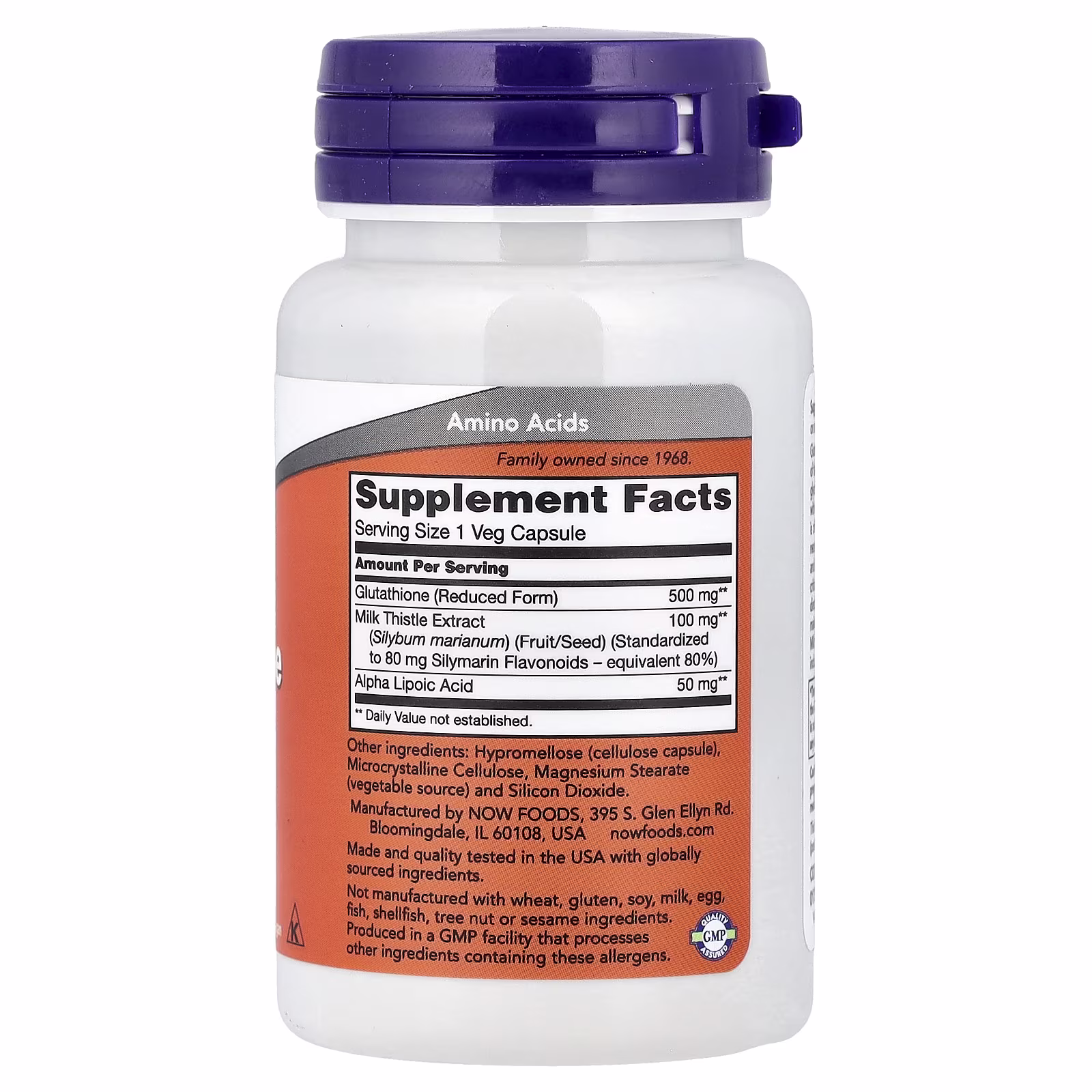 NOW Foods Glutathione with Milk Thistle Extract & Alpha Lipoic Acid - 500mg - 30 vcaps 2 NOW Foods, Glutathione With Milk Thistle Extract