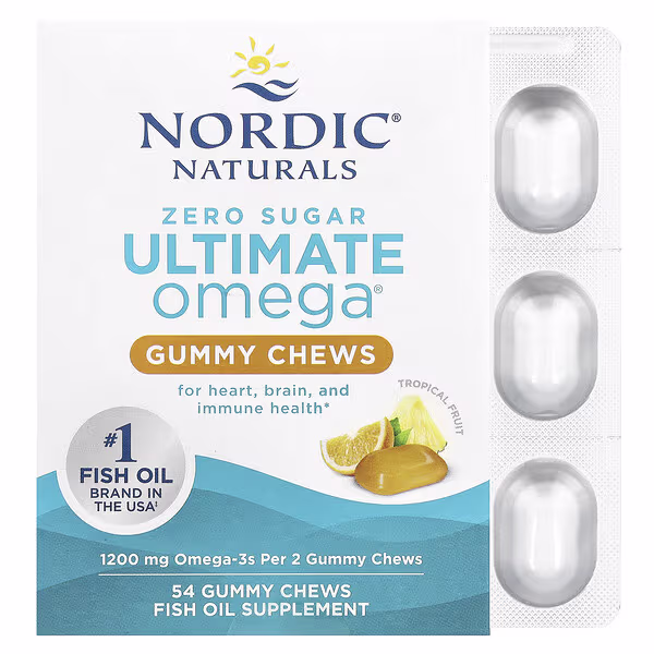 Nordic Naturals Ultimate Omega Gummy Chews, 1200mg Tropical Fruit - 54 gummies 1 Nordic Naturals Ultimate Omega Gummy Chews, 1200mg Tropical Fruit - 54 gummies