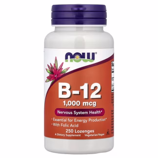 NOW Foods Vitamin B-12 with Folic Acid - 1000mcg - 250 lozenges