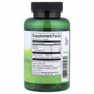 Swanson Caprylic Acid, 600mg - 60 softgels 3 Swanson Vitamins, Caprylic Acid, 600 mg, 60 Softgels