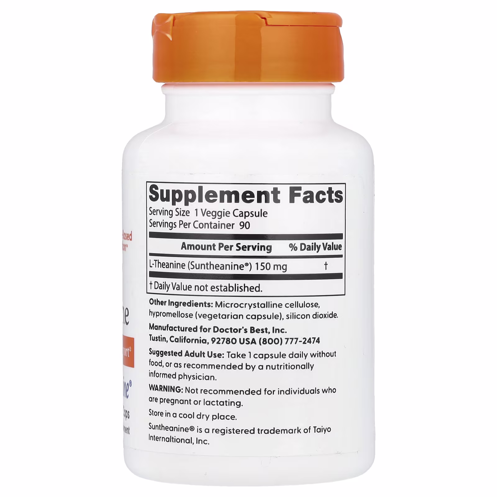 Doctor's Best L-Theanine 150mg (90 Veggie Caps) 2 Doctor's Best L-Theanine 150mg (90 Veggie Caps) - Image 2